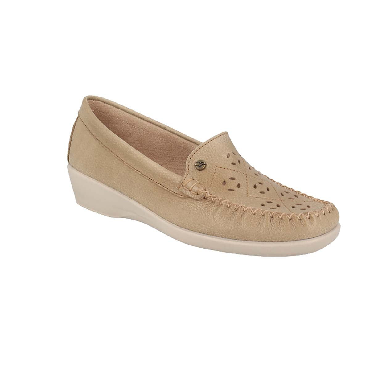 Leather Woman Mocassin Beige  (110A28   KG)
