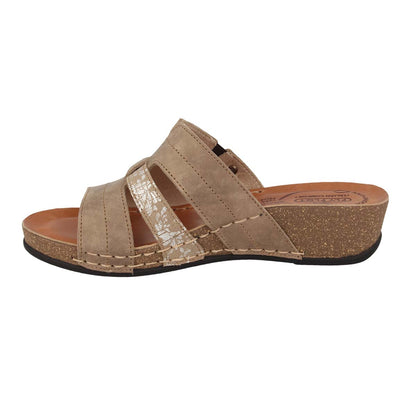 Leather Woman Slipper  Taupe  (230208   PG)